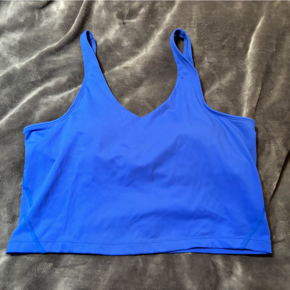 Blue Sleeveless Crop Tank Top with Cut Out